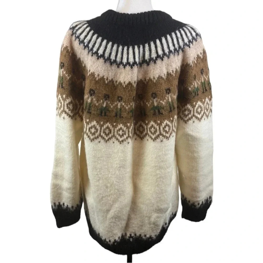 Vintage Peruvian Handmade‎ Alpaca Sweater Traditional Knit Design - Picture 6 of 10
